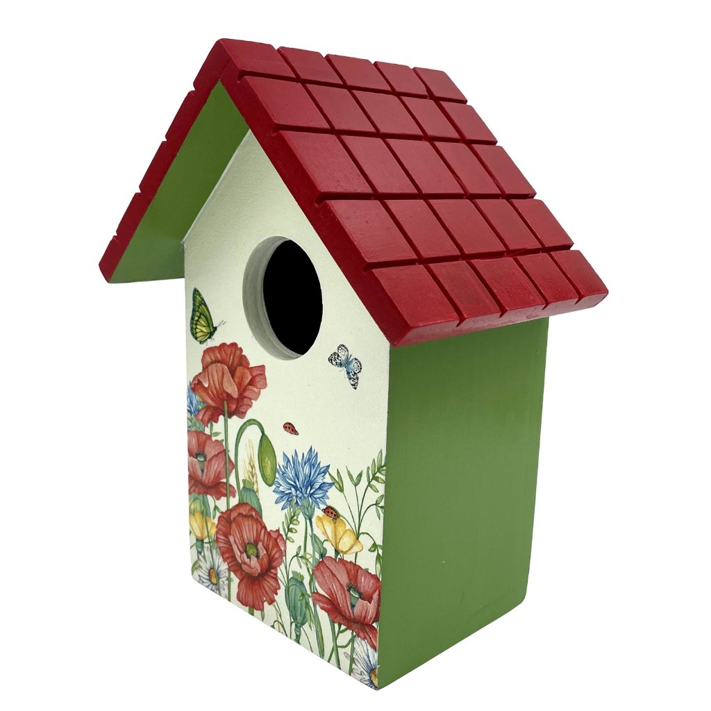 Floral Meadows with Poppies Bird House Decor