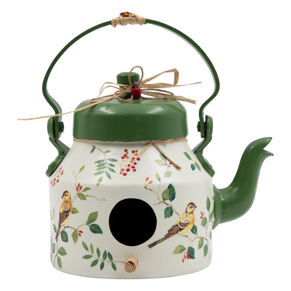 Tea Pot / Kettle Shaped Green Hanging Bird House Decor