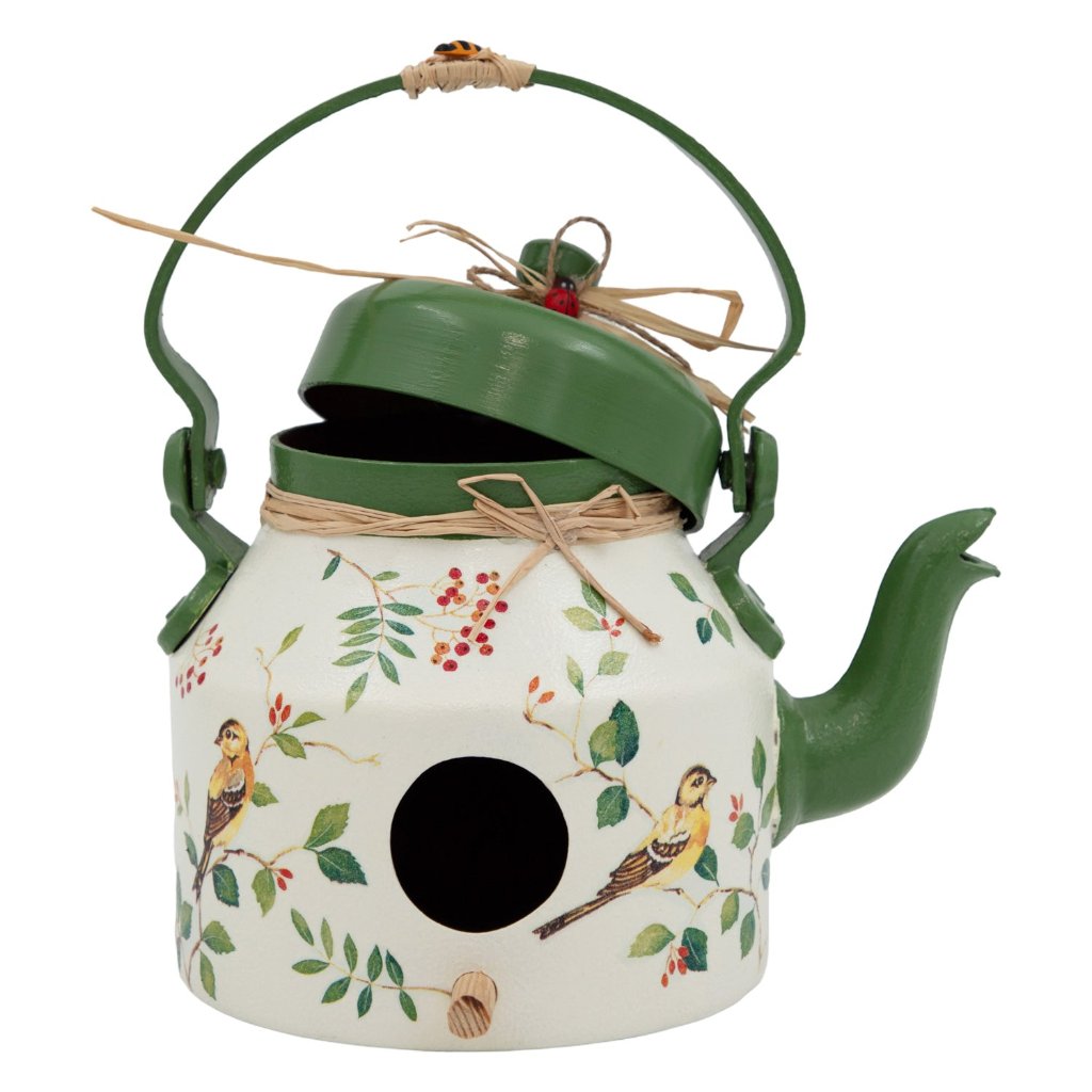 Tea Pot / Kettle Shaped Green Hanging Bird House Decor