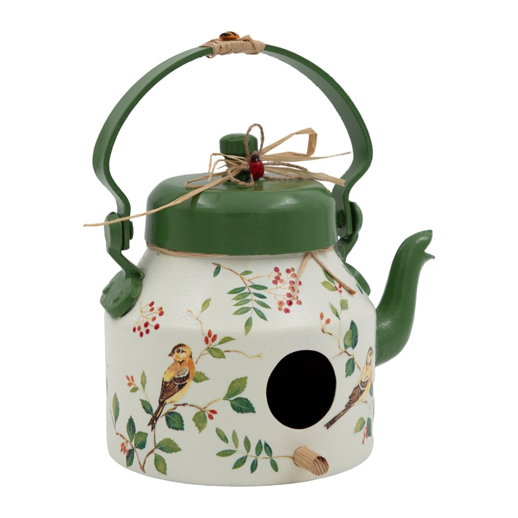 Tea Pot / Kettle Shaped Green Hanging Bird House Decor