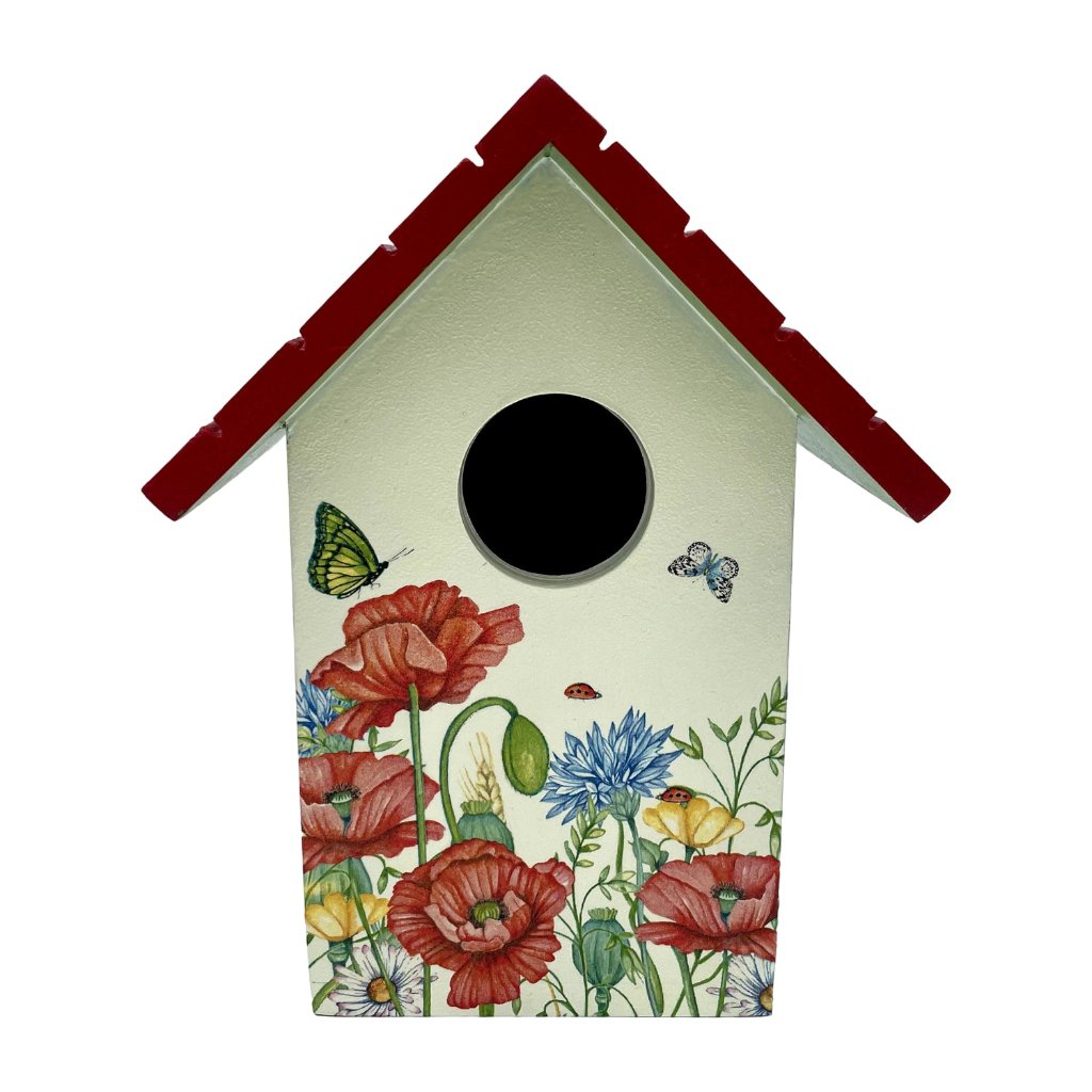 Floral Meadows with Poppies Bird House Decor