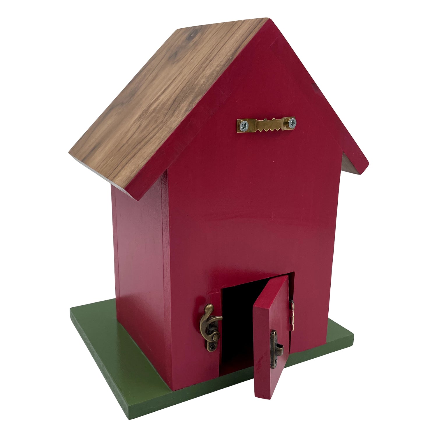 Teak Roof Bird House with Meadows Decor