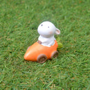 Miniature Cute Rabbit Driving Carrot Car Decor