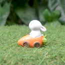 Miniature Cute Rabbit Driving Carrot Car Decor