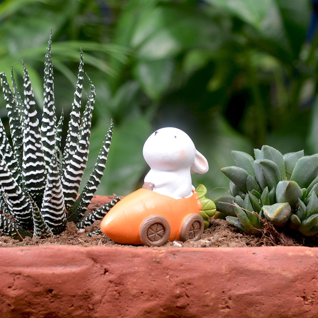 Miniature Cute Rabbit Driving Carrot Car Decor - myBageecha