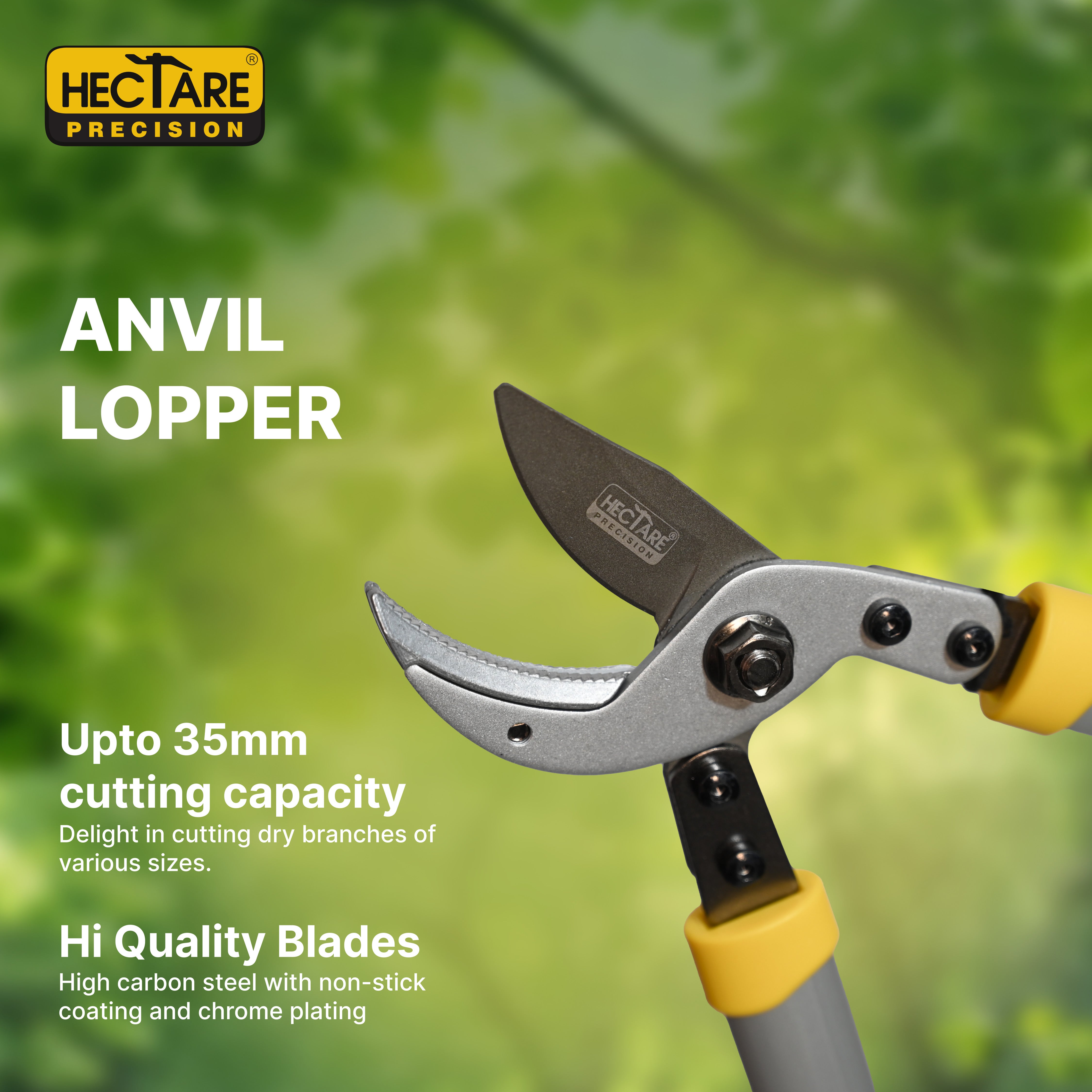 Hectare Precision Anvil Lopper | Heavy Duty Tree Branch Cutter | 35 mm Cutting Capacity Tree Trimmer