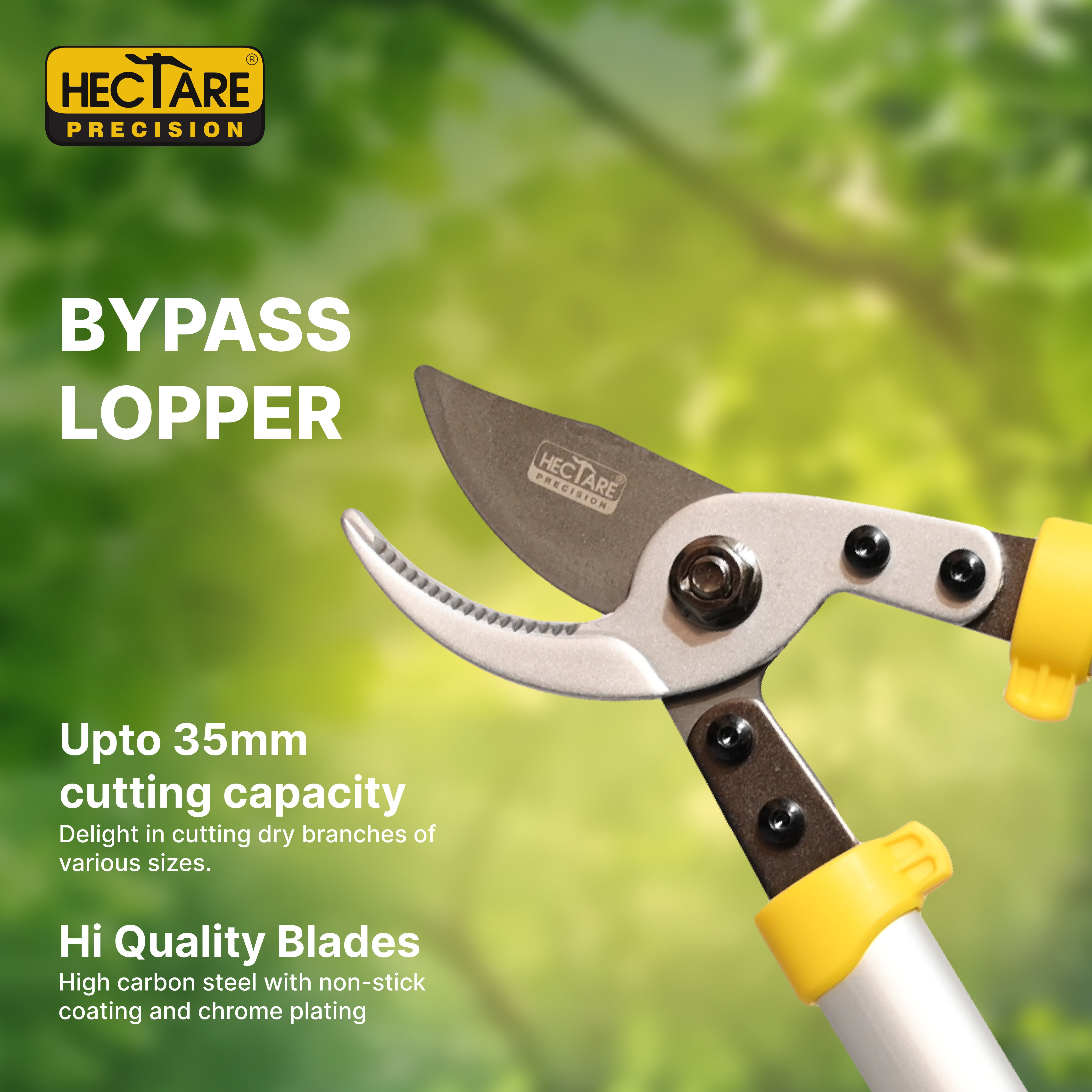 Hectare Precision Bypass Lopper | Heavy Duty Tree Branch Cutter | 35 mm Cutting Capacity Tree Trimmer