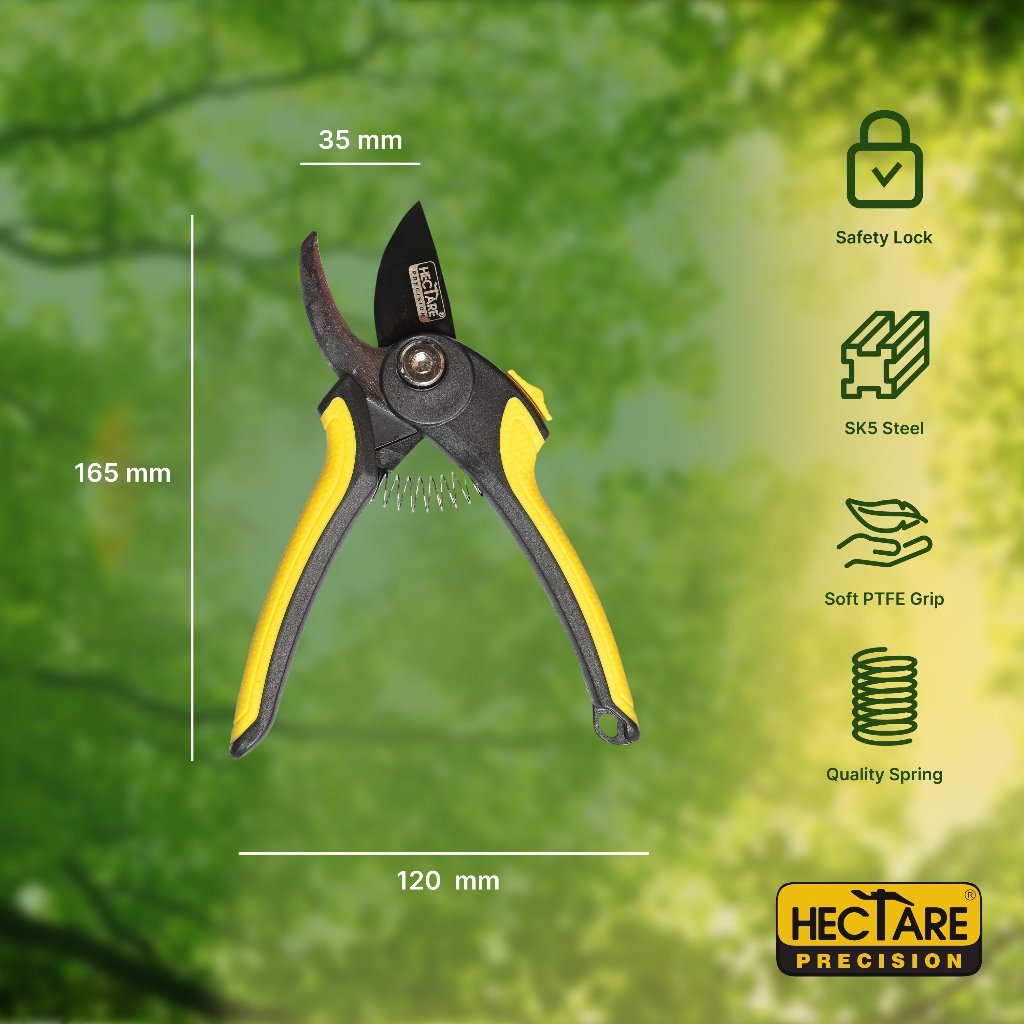 Hectare Precision Garden Pruning Secateur| Bypass Pruner | Plant Cutter for Home Garden| Ideal Cutting Capacity Upto 12mm