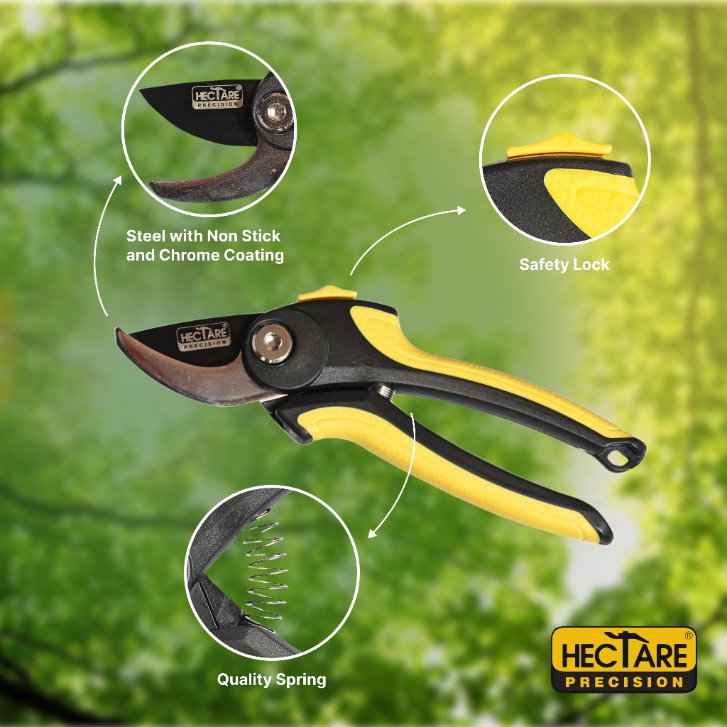 Hectare Precision Garden Pruning Secateur| Bypass Pruner | Plant Cutter for Home Garden| Ideal Cutting Capacity Upto 12mm