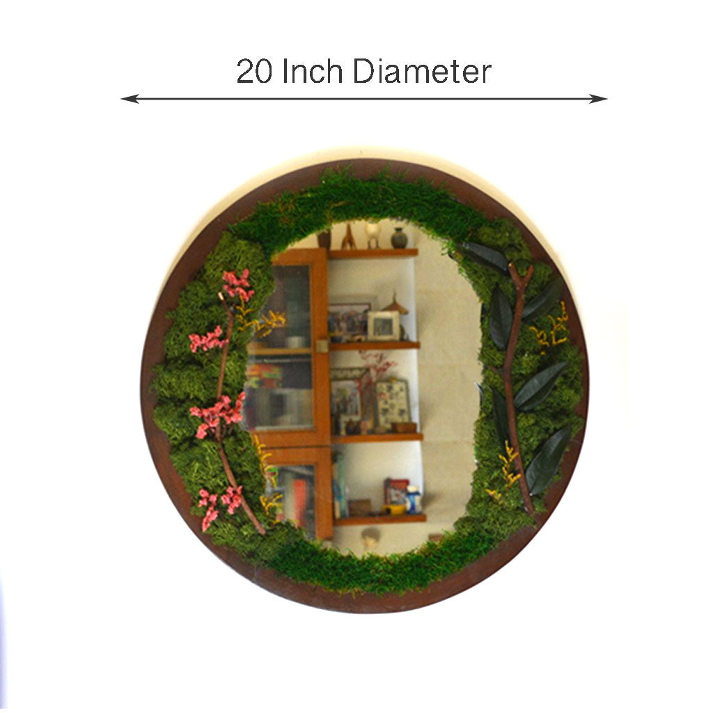 Nature's Reflection Preserved Moss Mirror Frame with Dark Wood
