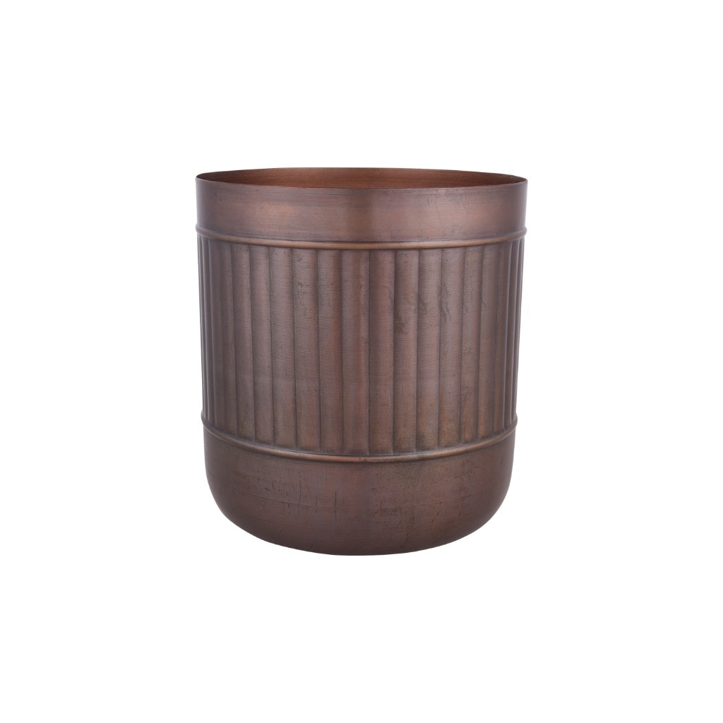 Copper Striped Metal Pot with Stand - myBageecha