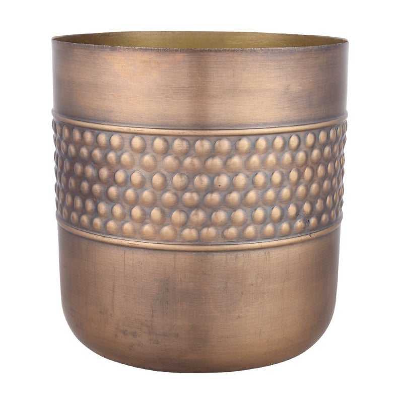 Golden Hammered Metal Pot with Stand
