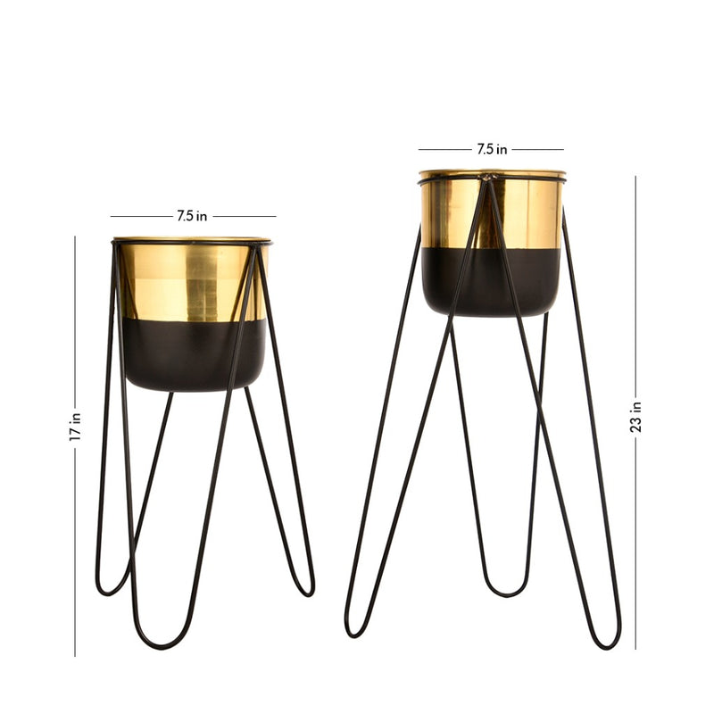 Set of Two Dual Tone Metal Planter Stand