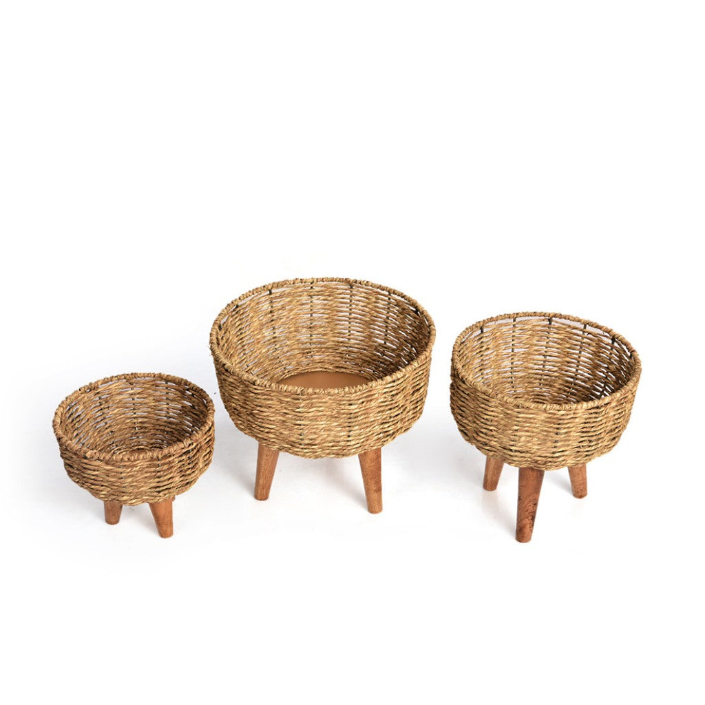 Set of Three Jute Basket Planters - myBageecha