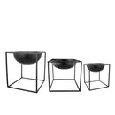 Set of Three Dome Square Metal planter stands