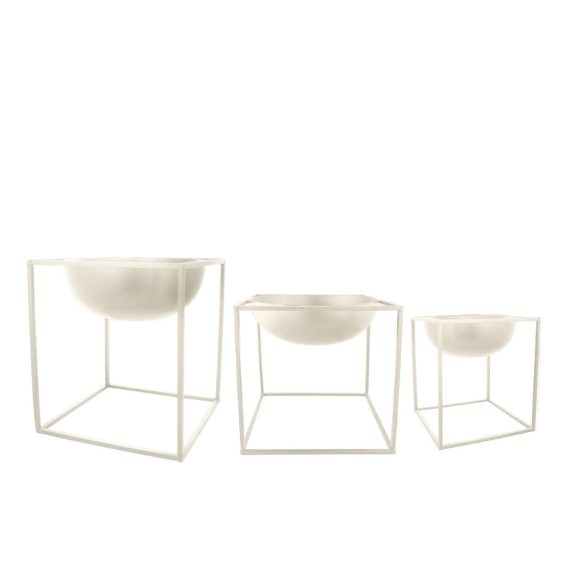 Set of Three Dome Square Metal planter stands