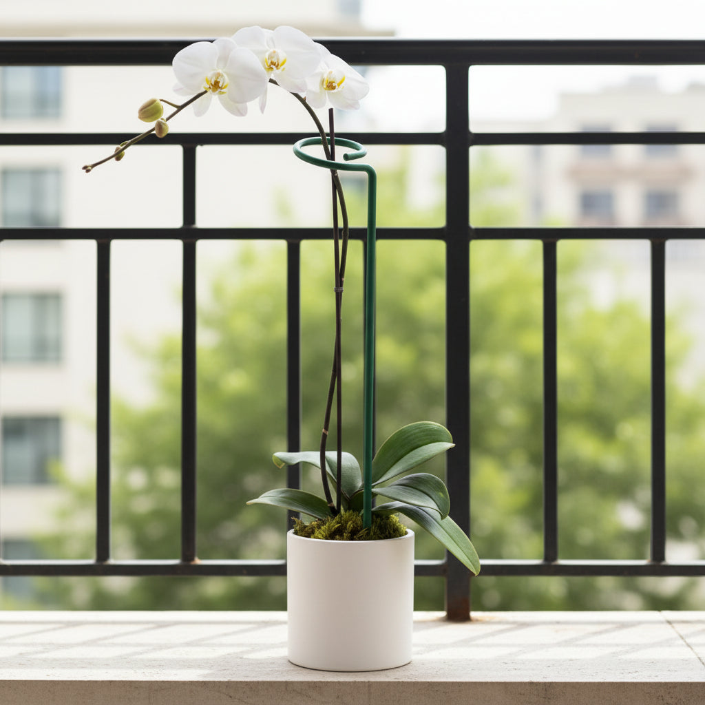 PVC Coated Plant Metal Stake supporting Orchid