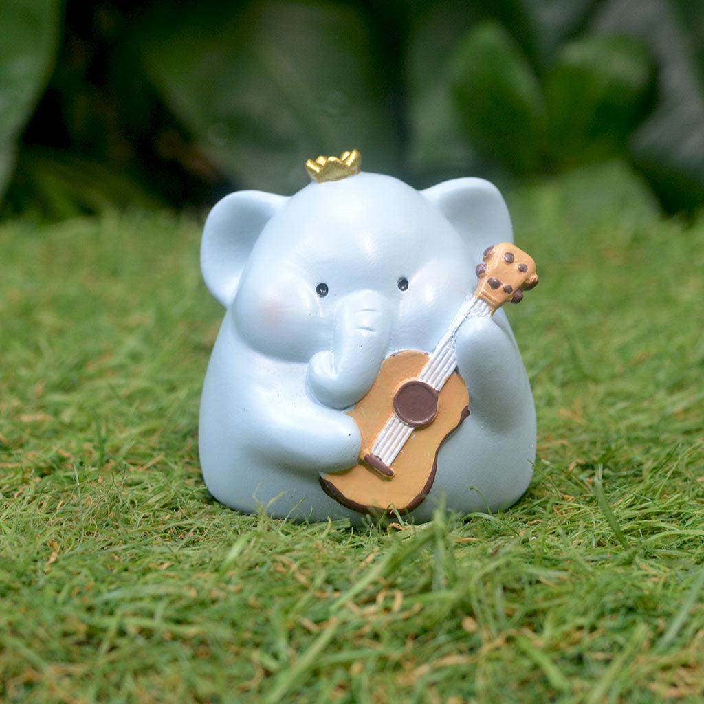 Miniature Plump Elephant Playing Guitar Decor - myBageecha