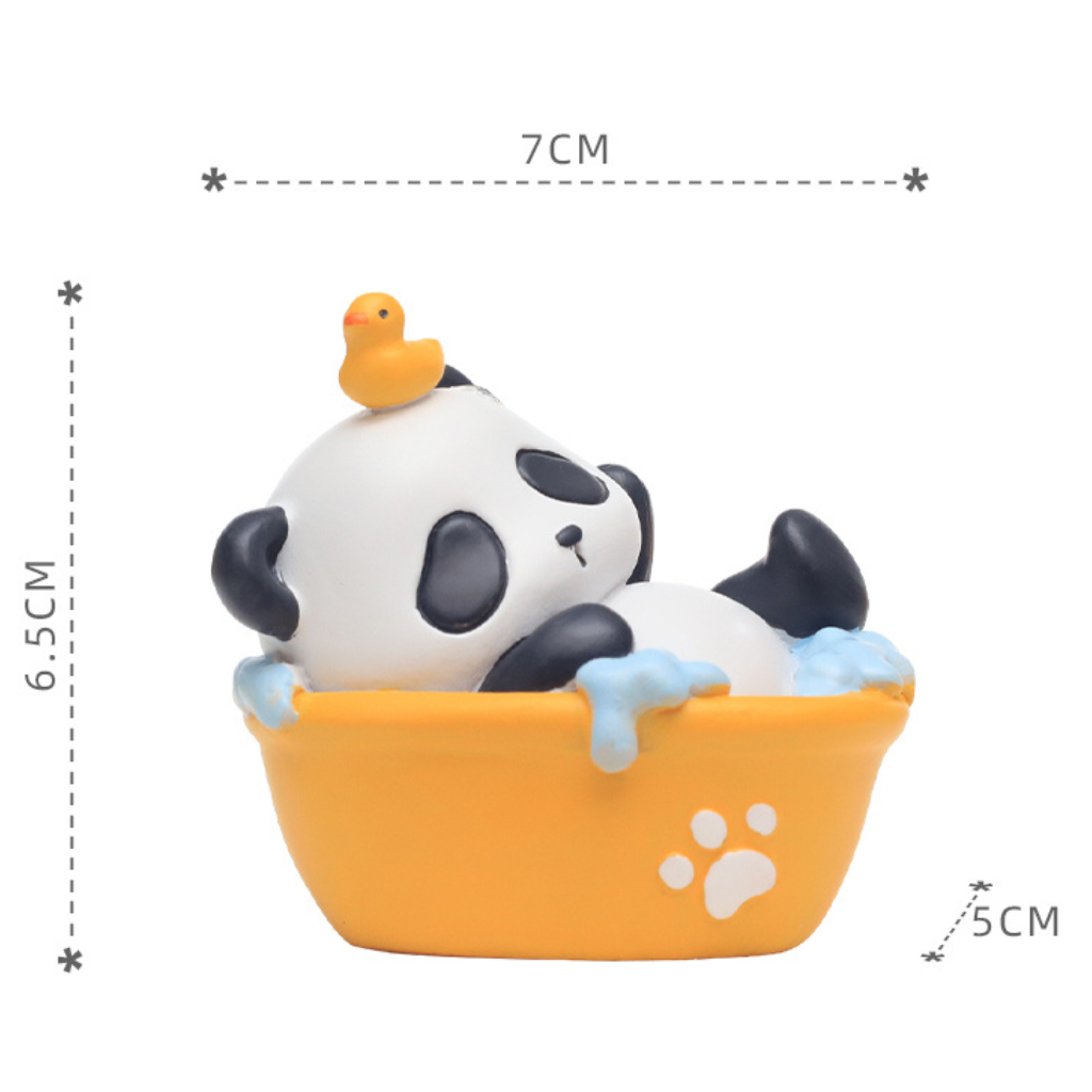 Miniature Panda Bathing in a Bathtub Decor