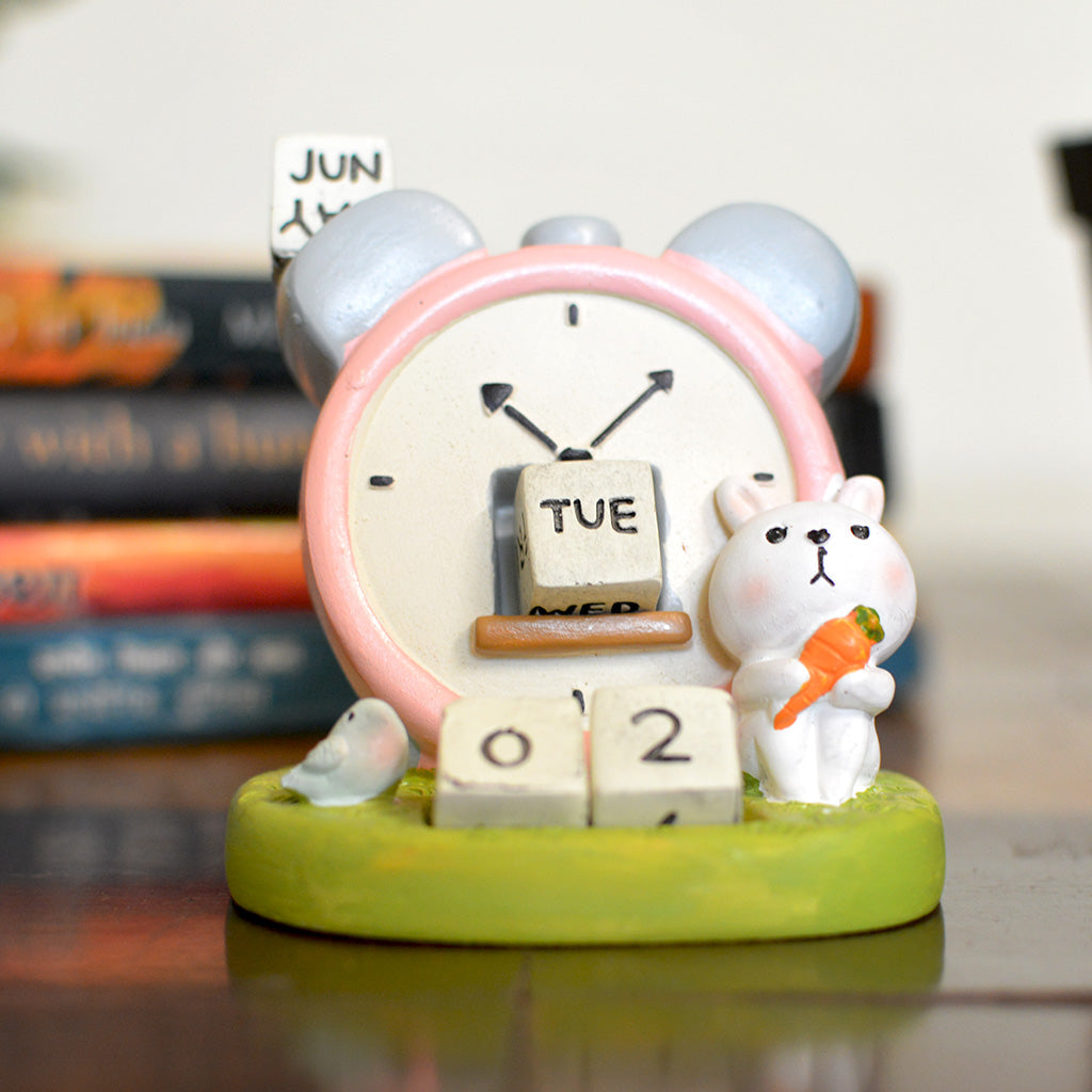 Miniature Rabbit with Adjustable Calendar Decor