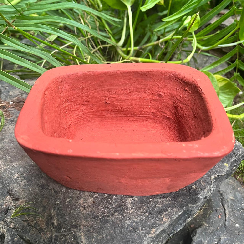 Set of 4 Rectangle Bonsai Terracotta Pots close view – myBageecha
