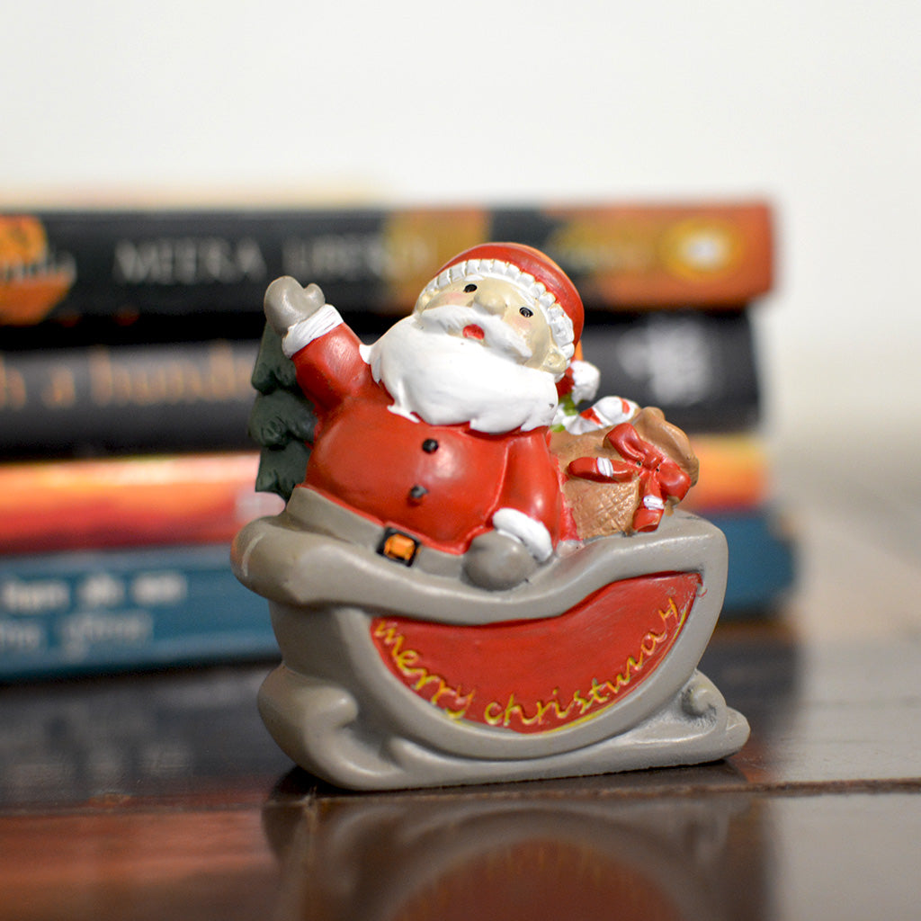 Miniature Christmas Santa in Sleigh Decor