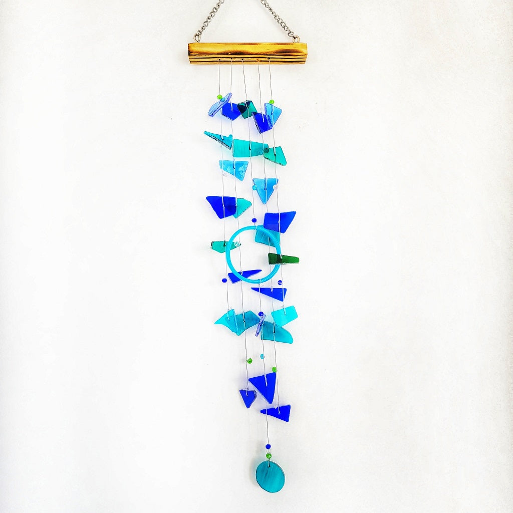 Zen Blue Stained Glass Windchime