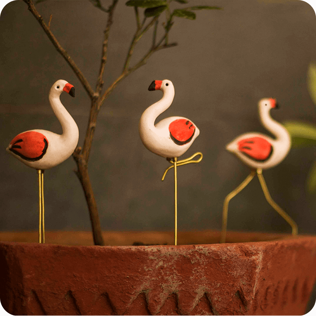 Plant Poker Flamingo (Resting) Garden Stick 1 Pc - myBageecha