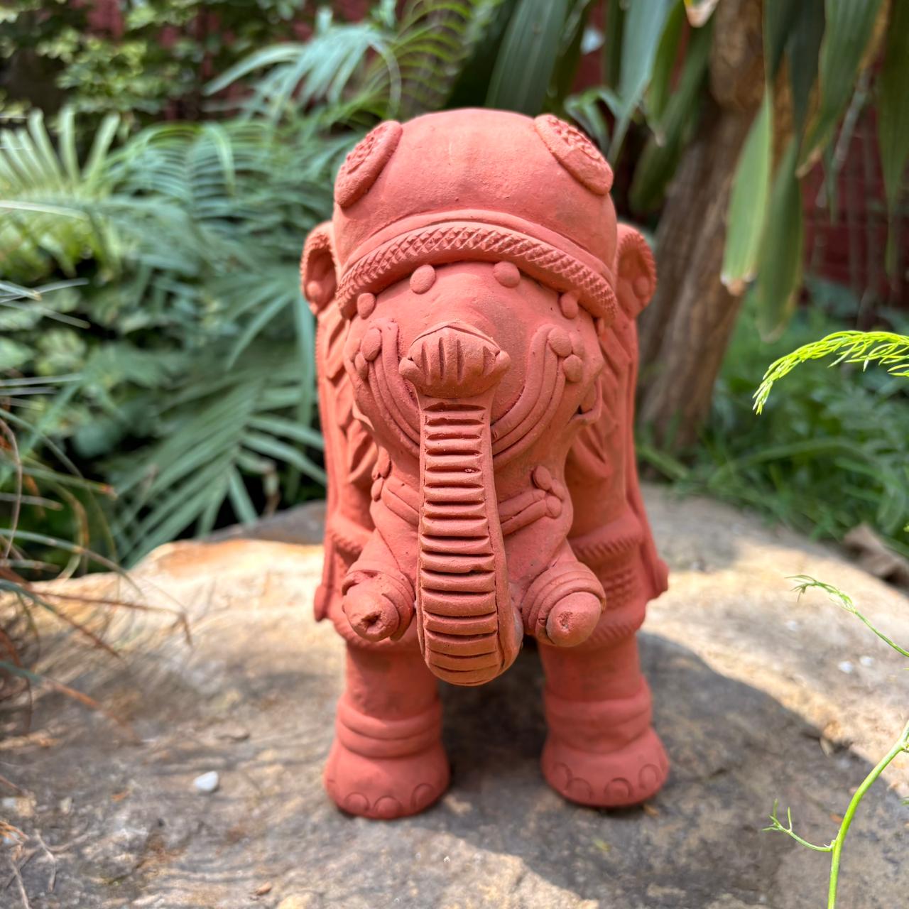Decorative Terracotta Elephant Decor front -  myBageecha