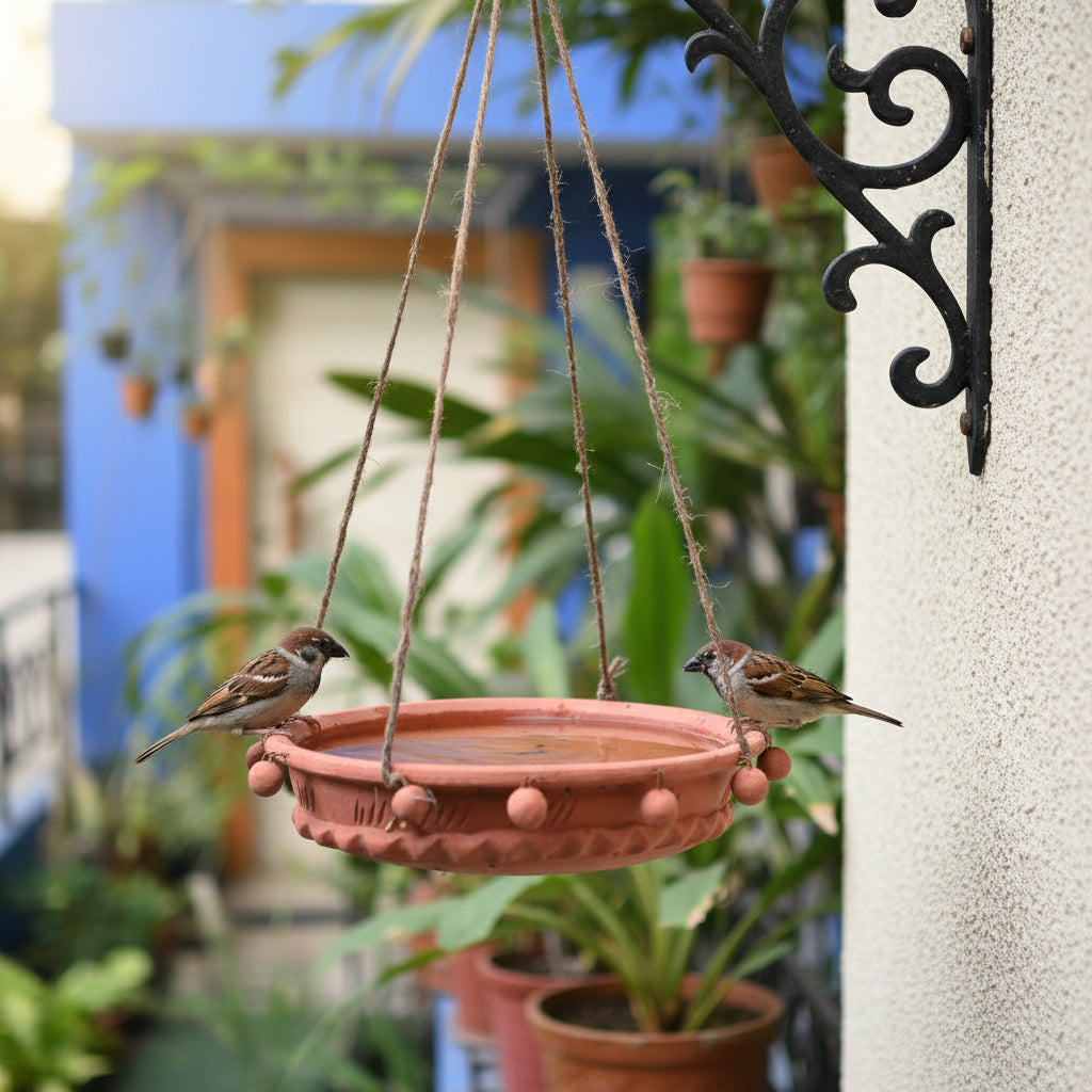 Clay Hanging Bird water bowl pot -mybageecha