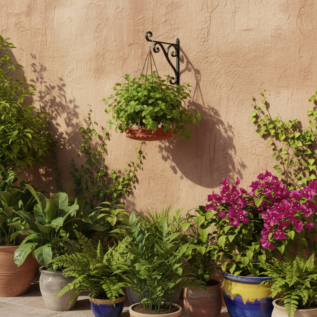 Mint growing in Hanging Clay Pot at terrace garden-myBageecha