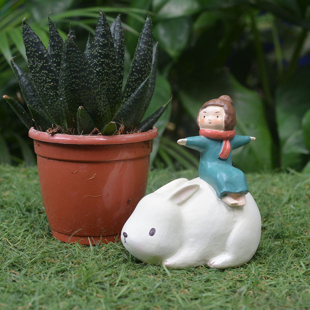 Miniature Girl Sitting on Rabbit Decor - myBageecha