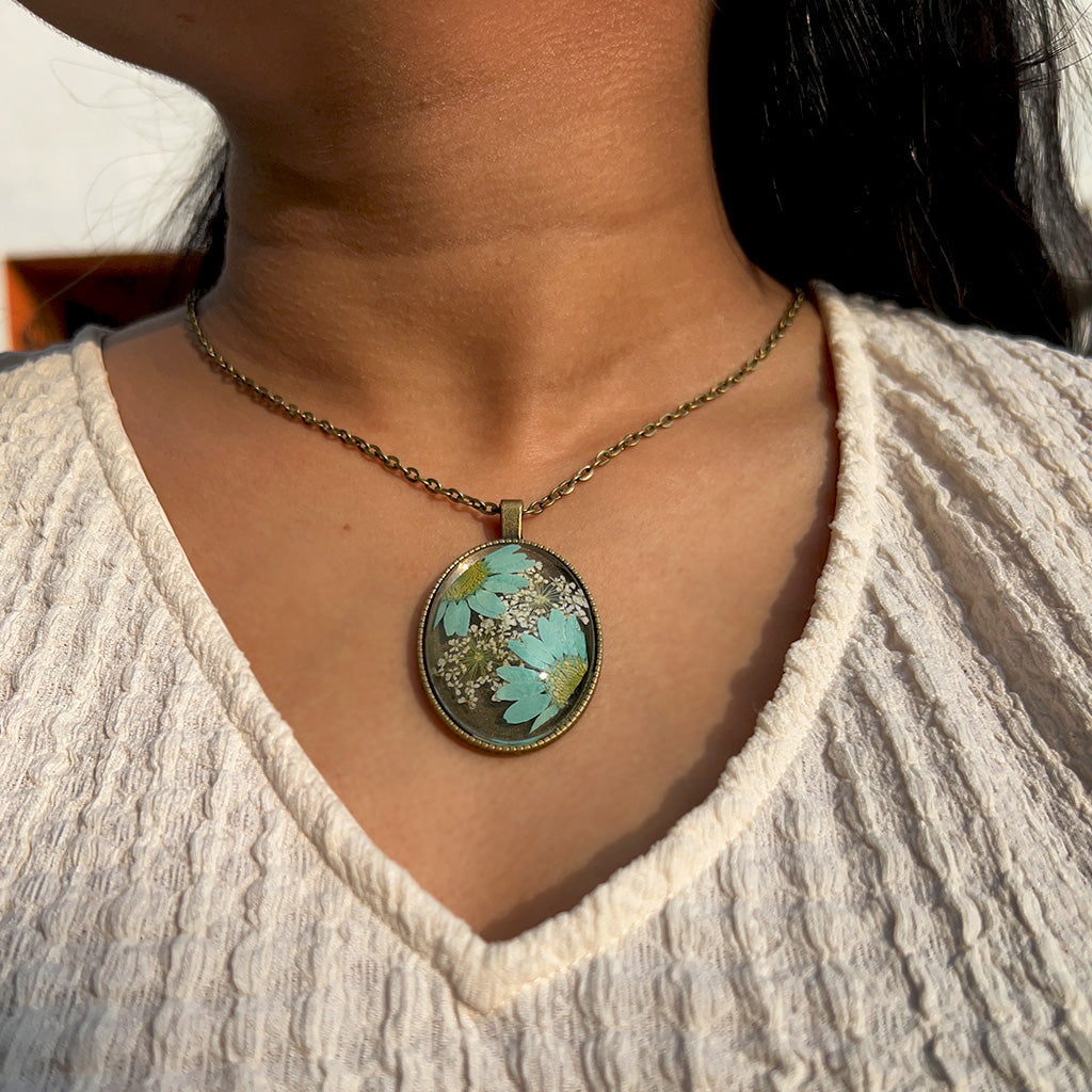 Petals of the Sky Real Dried Flower Necklace