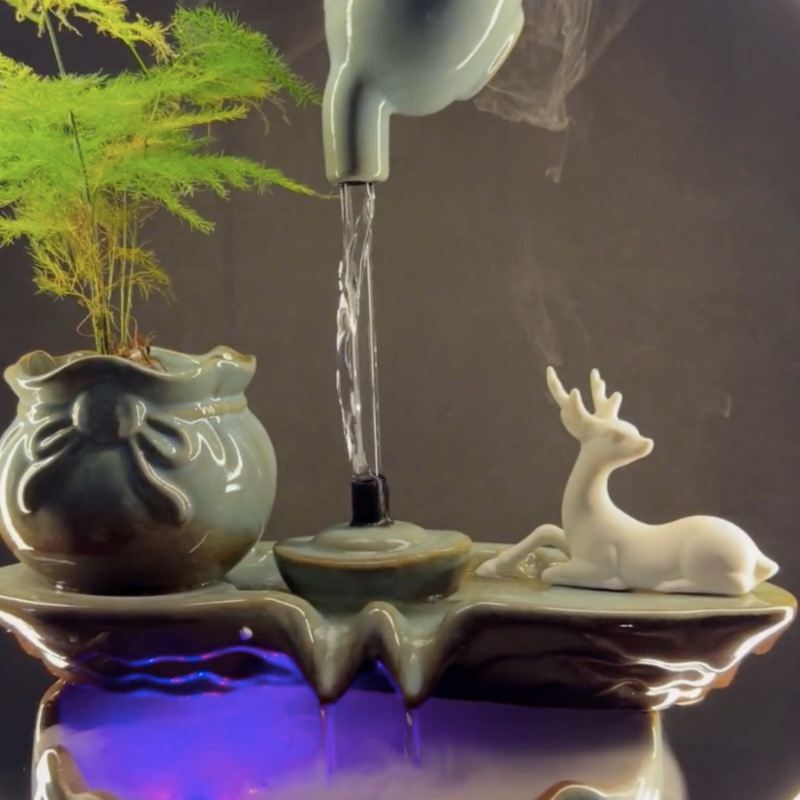 A Drop of Doe Water Fountain LED Decor Zen Garden - myBageecha