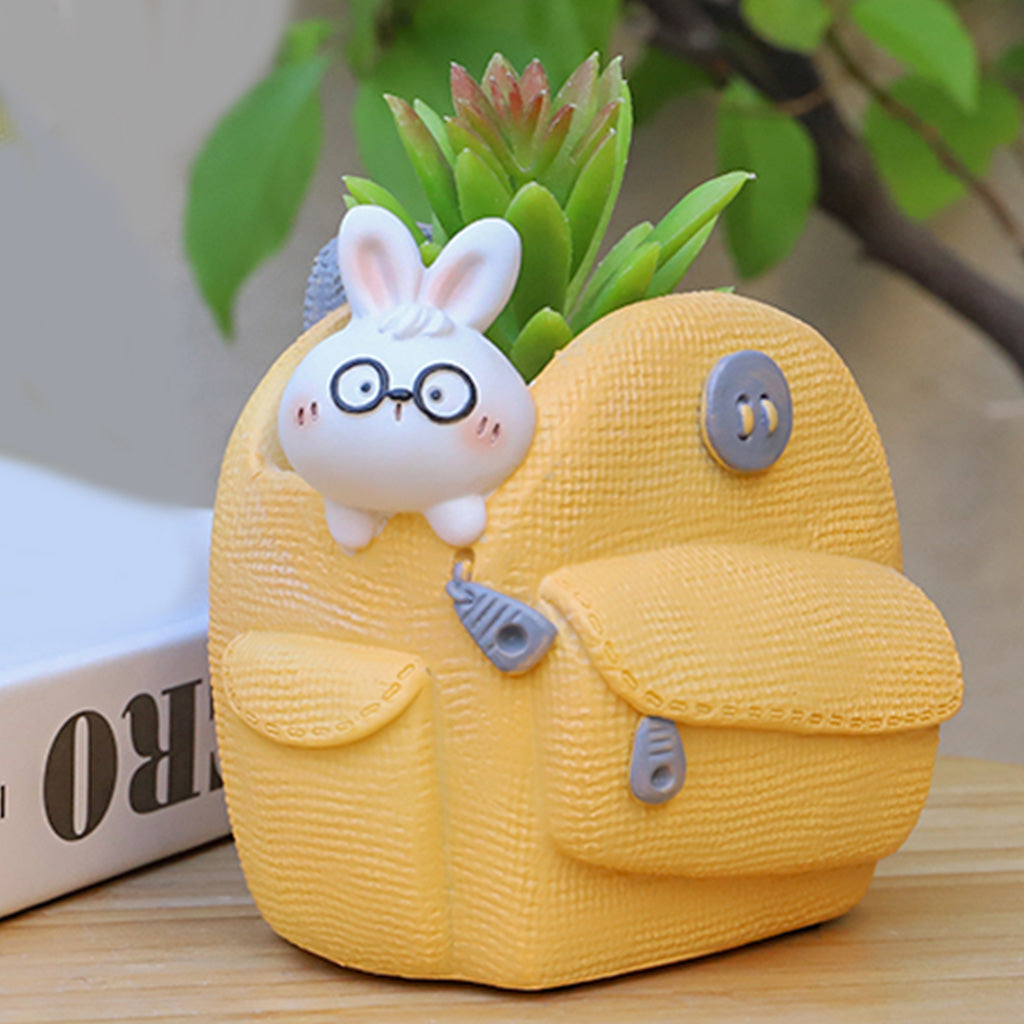 Rabbit Peeping out from Bag Resin Succulent Pot-myBageecha