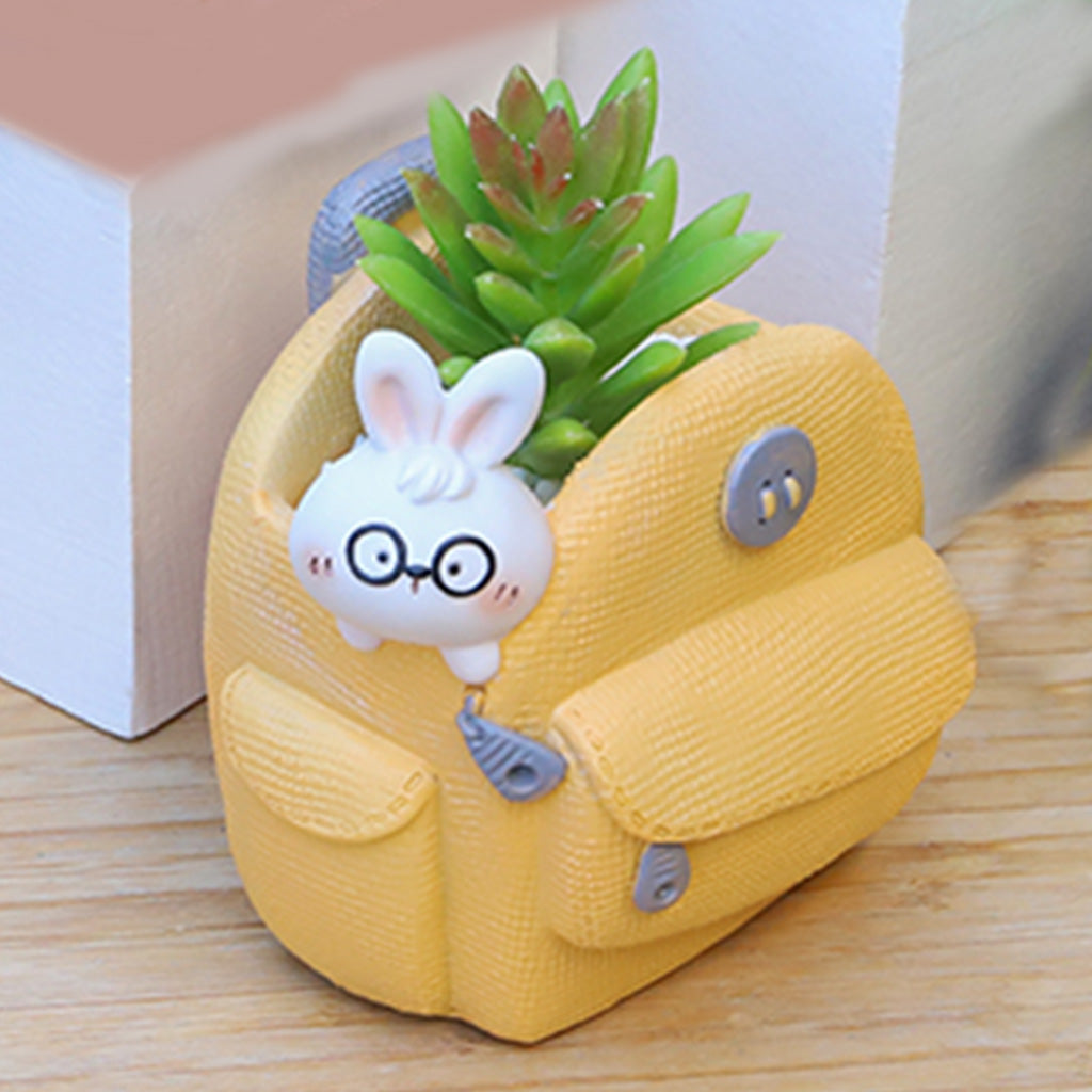 Rabbit Peeping out from Bag Resin Succulent Pot