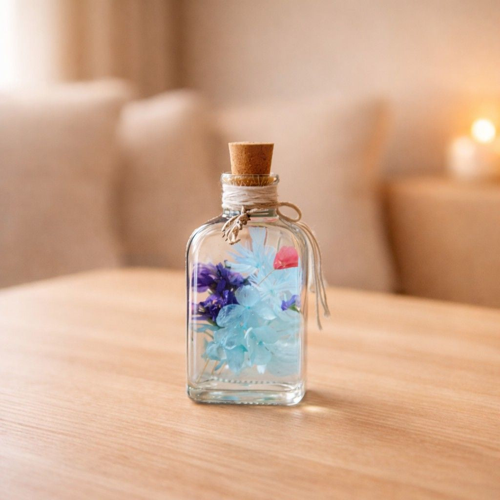 Close-up of Sapphire Symphony Preserved Flower Tabletop by myBageecha – sapphire blue preserved blooms.