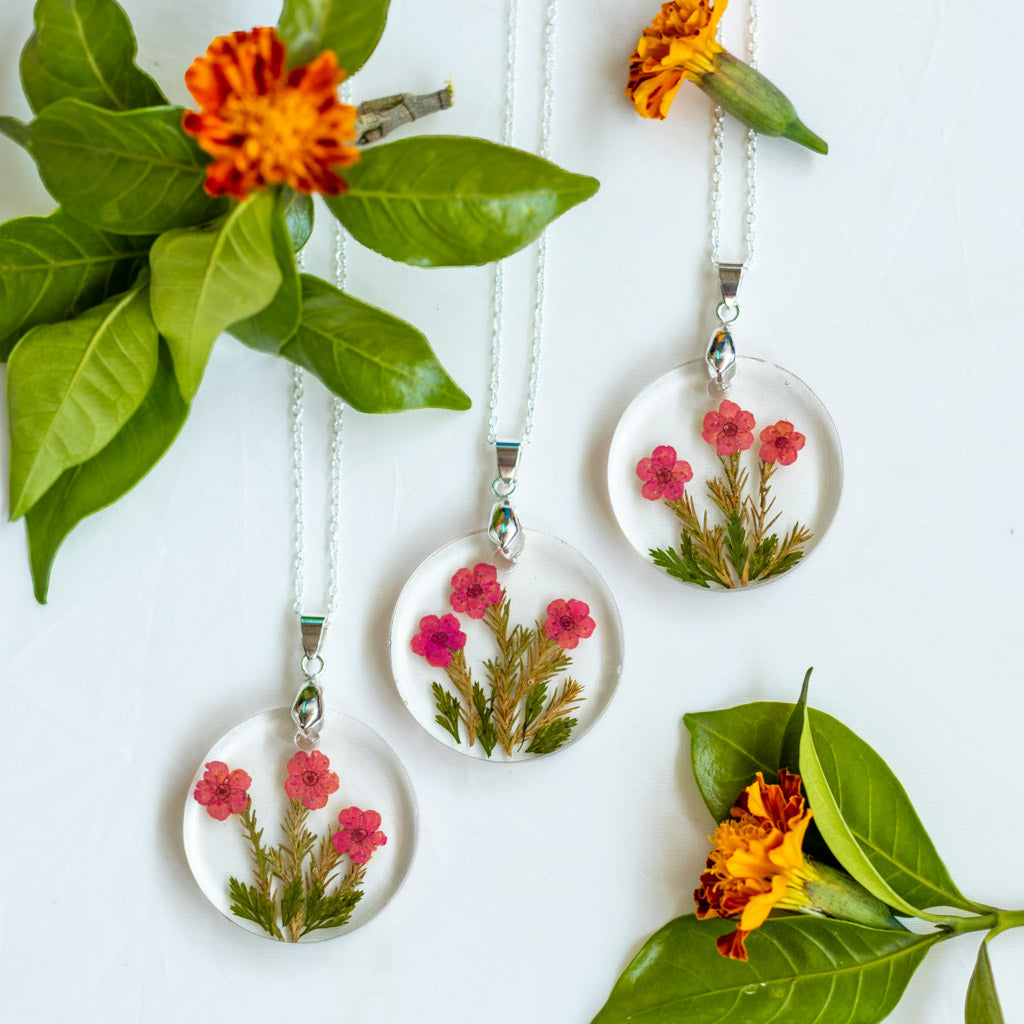 Spring Tree Real Dried Flower Necklace / Set