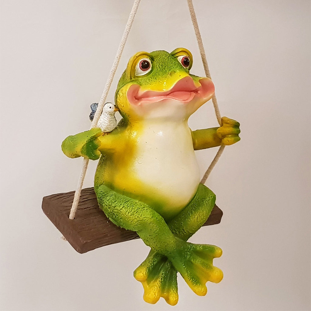 Wonderland Garden Frog on Swing (Garden Decor Home Decor, Hanging Frog, Frog, Garden Statue, Animal Statue) - myBageecha