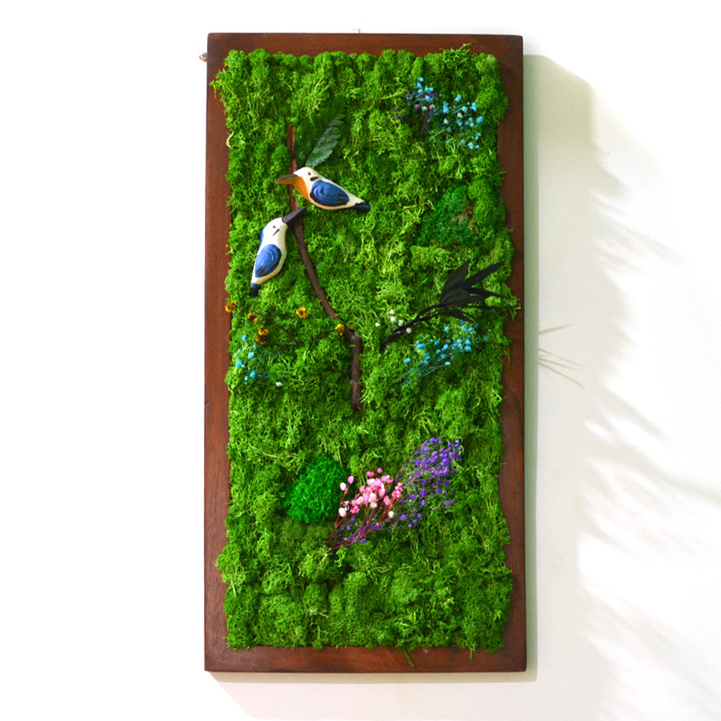 A Vivid Thicket Preserved Moss Frame with Dark Wood - myBageecha
