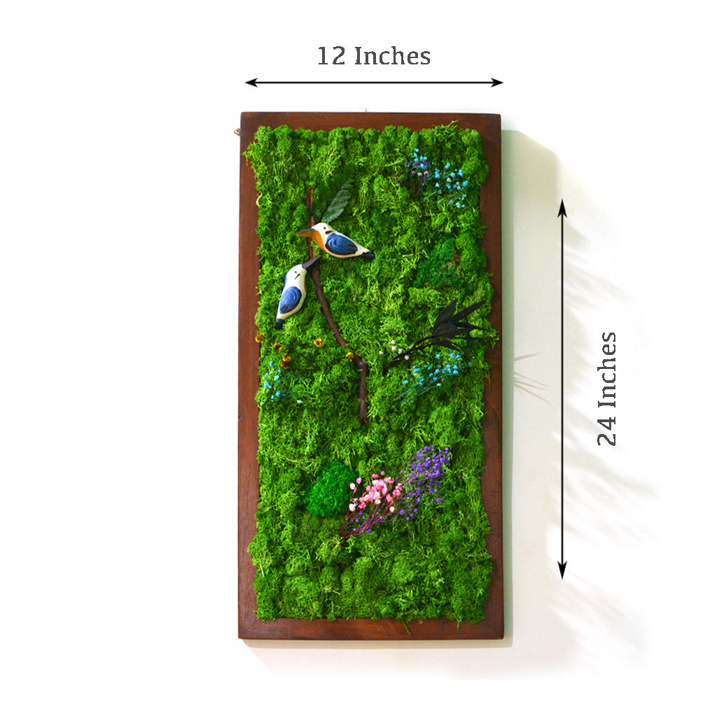 A Vivid Thicket Preserved Moss Frame with Dark Wood - myBageecha