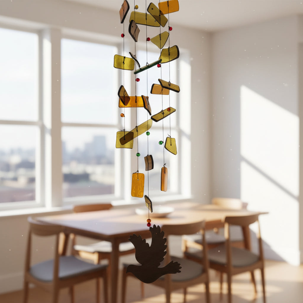 All upcycled windchime hanging in dinning room- myBageecha