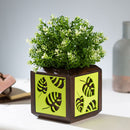 QUBO Floral Leaf Handmade Wooden Indoor Planter Pot