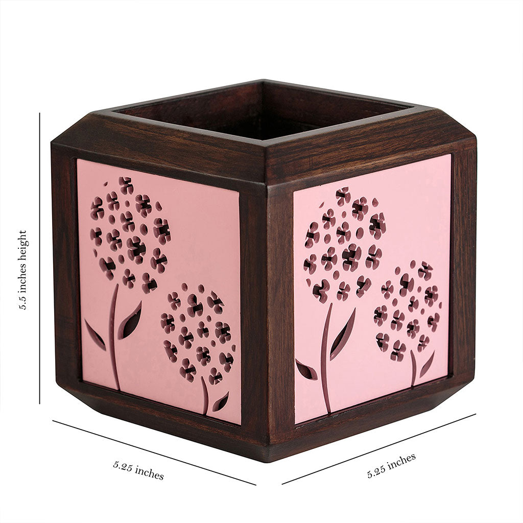 QUBO Pink Foggy Cluster Handmade Wooden Indoor Planter Pot - myBageecha