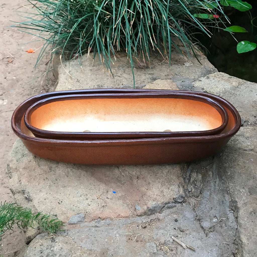 Set of 2 Chiselled Bonsai Ceramic Tray - myBageecha