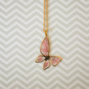 Coral Butterfly Necklace Earring Set