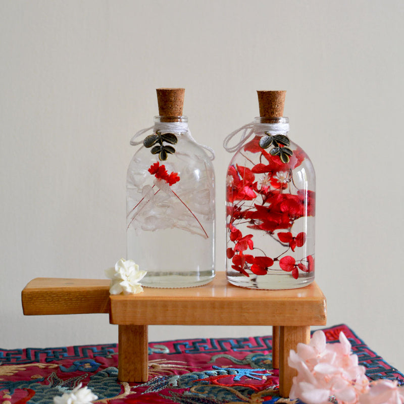 Crimson Yin Yang (Set of 2) Preserved Flower Tabletop