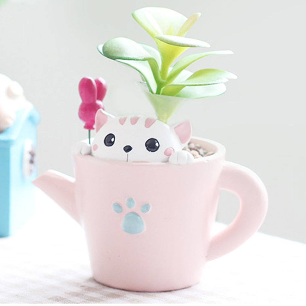 Cute Kitty in Cup Resin Succulent Pot - myBageecha