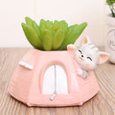 Cute Kitty in Tent Resin Succulent Pot