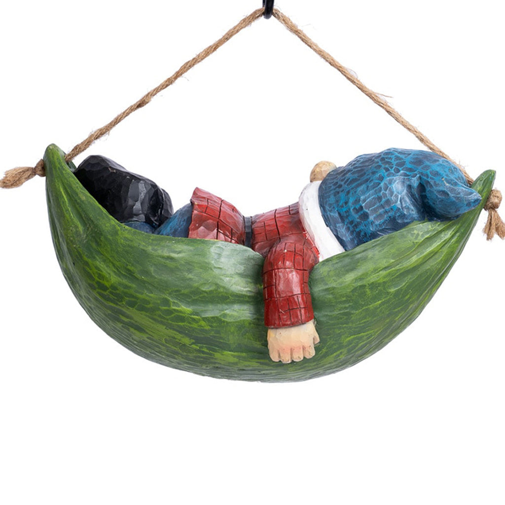 Wonderland Sleeping Gnome on Hammock Garden Decor, Home Decor, Hanging Gnome, Hanging Decor - myBageecha